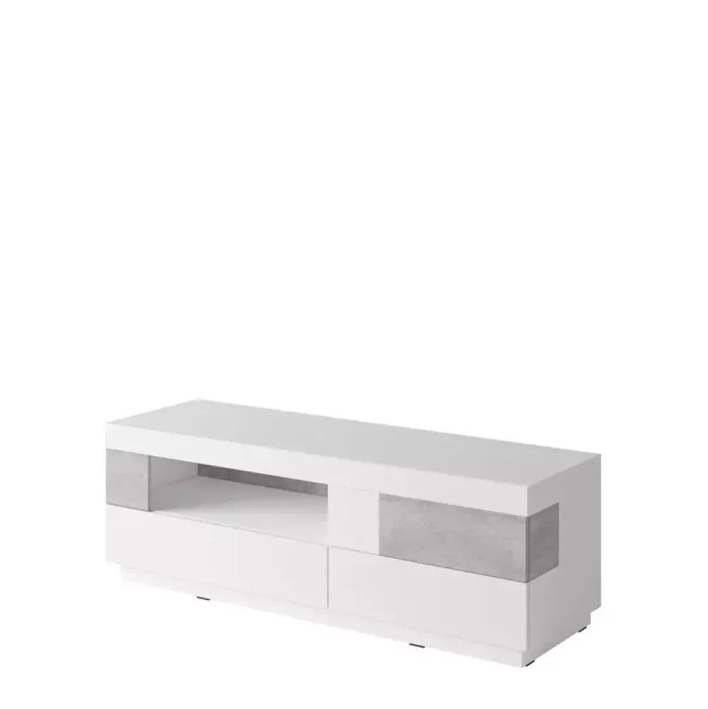 Szafki Rtv>Helvetia Szafka rtv 160 cm KOBE biały połysk i beton