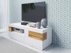 Zestawy Mebli Do Salonu|Szafki Rtv></noscript>Helvetia Szafka rtv 160 cm KOBE biały połysk