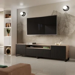 Szafki Rtv>Arton Szafka RTV 200 cm na nóżkach nowoczesna TAVIO dąb artisan + czarny