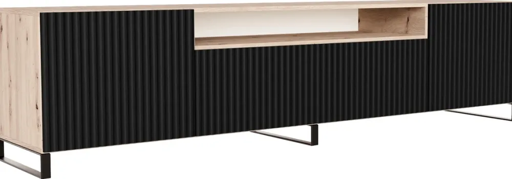 Szafki Rtv>Arton Szafka RTV 200 cm na nóżkach nowoczesna TAVIO dąb artisan + czarny