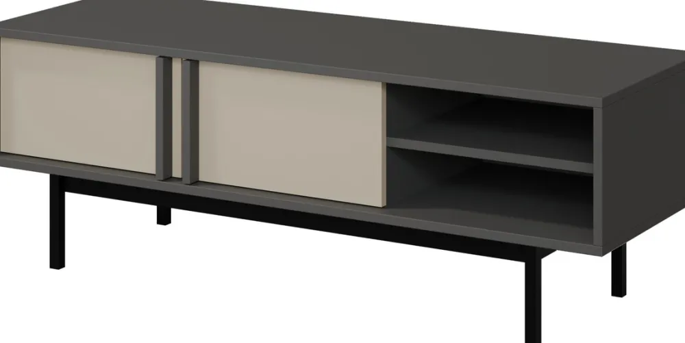 Szafki Rtv>JUREK Szafka RTV 123 cm pod telewizor do salonu antracyt beż jasny AVERO