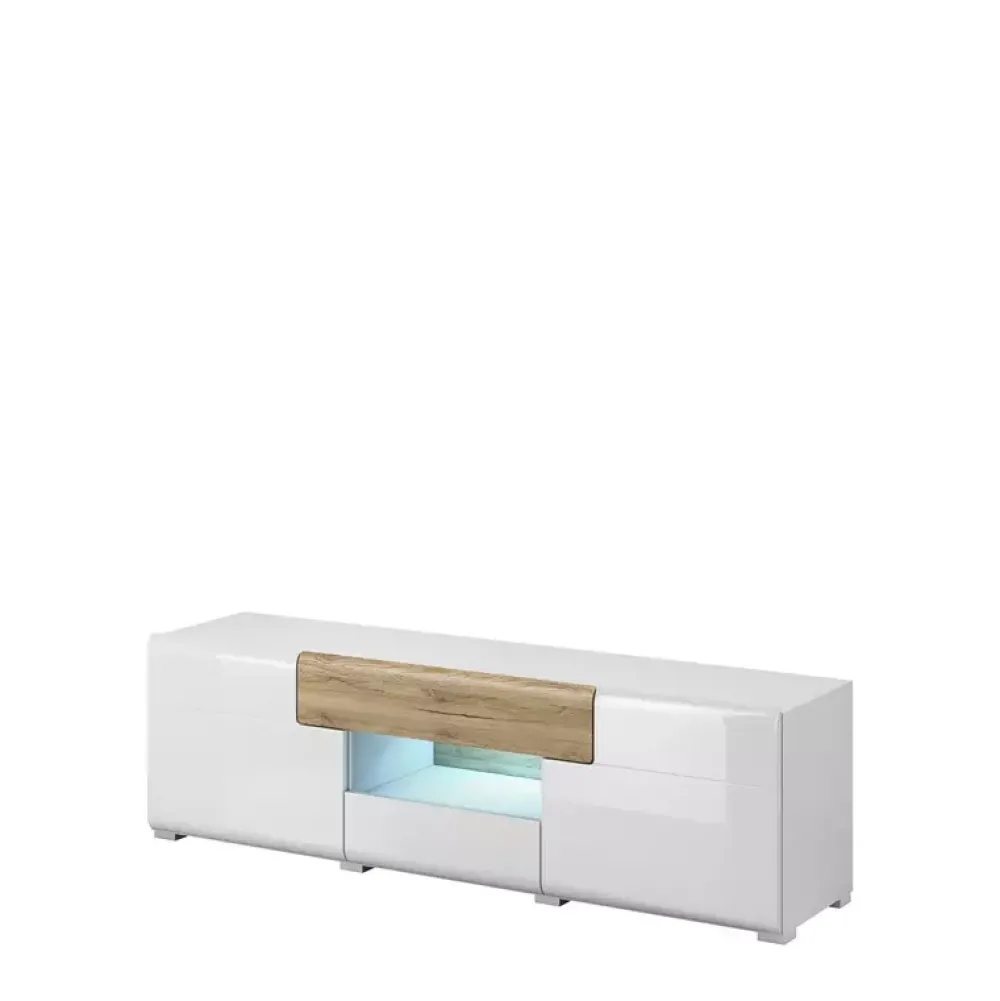 Szafki Rtv>Helvetia Szafka rtv 159 cm TENDER biały połysk