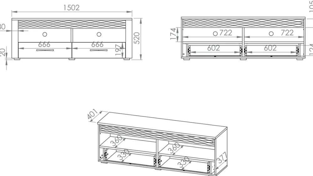 Szafki Rtv>ML Meble Szafka RTV 150 cm z szufladami ARTIS podświetlenie LED