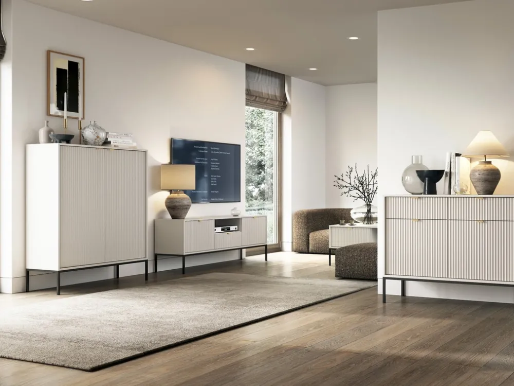 Szafki Rtv|Zestawy Mebli Do Salonu>PIASKI Szafka RTV pod telewizor 154 cm do salonu AVANTI cashmere kaszmir