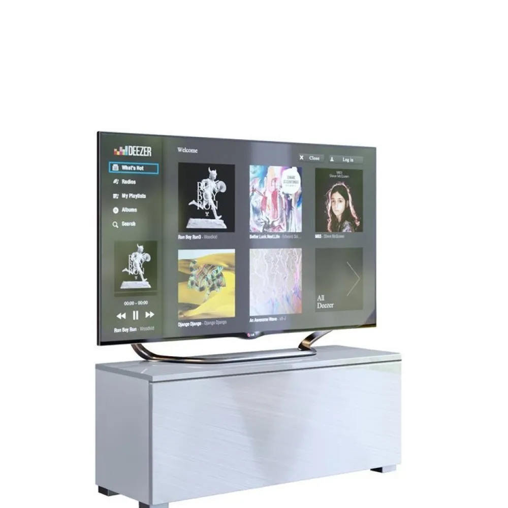 Zestawy Mebli Do Salonu|Szafki Rtv>BROMARKT Szafka RTV połysk 105 cm PREMIUM biały