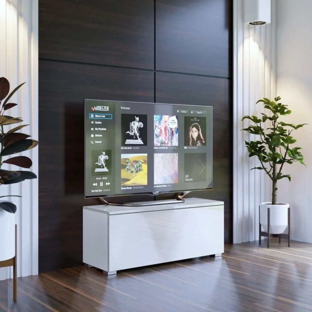 Zestawy Mebli Do Salonu|Szafki Rtv>BROMARKT Szafka RTV połysk 105 cm PREMIUM biały