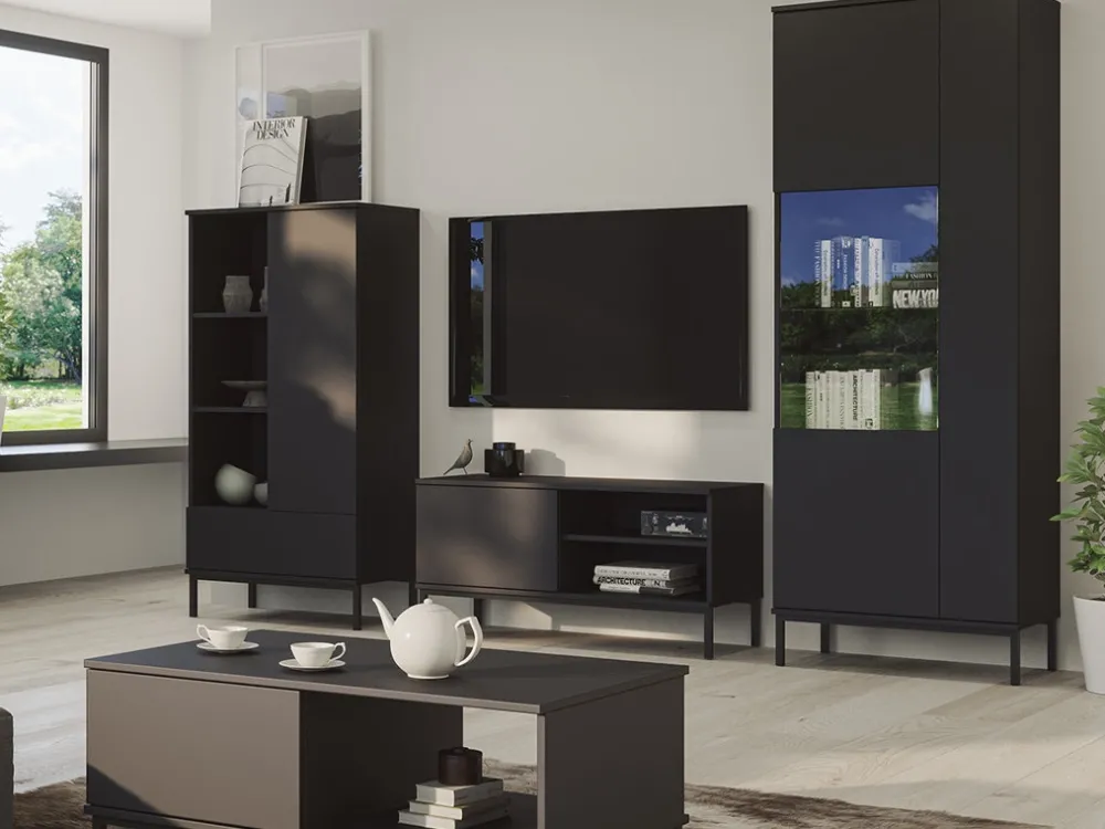 Szafki Rtv>GiB Meble Szafka RTV Czarna QUARTE czarny