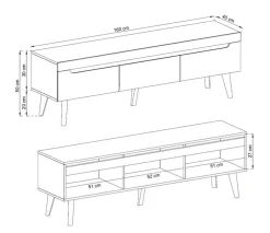 Szafki Rtv></noscript>PIASKI Szafka RTV 160 cm RENI dąb artisan