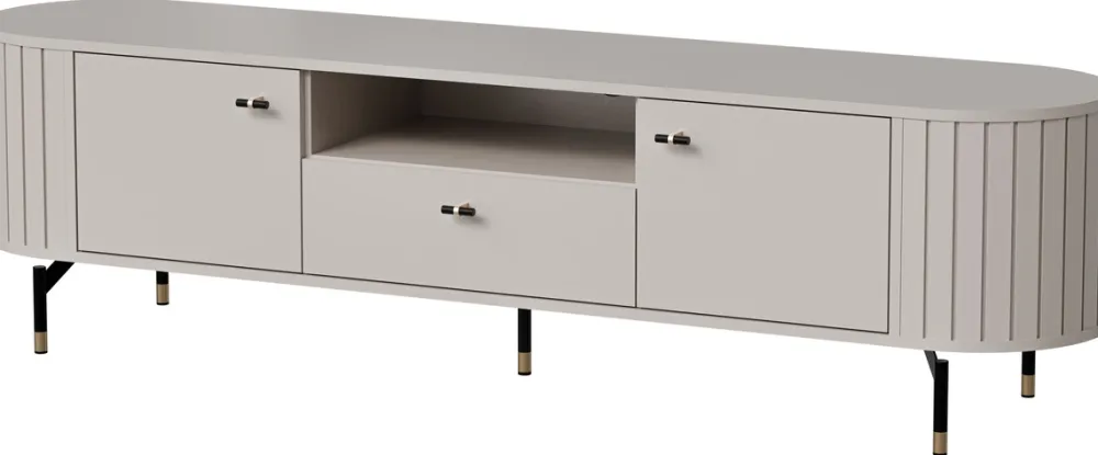 Szafki Rtv|Zestawy Mebli Do Salonu>DOLMAR Szafka RTV do salonu z zaokrąglonymi boczkami 180 cm ZELDA cashmere kaszmir