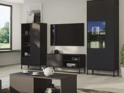 Zestawy Mebli Do Salonu|Szafki Rtv></noscript>GiB Meble Szafka RTV loft QUARTE Czarna czarny