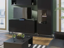 Zestawy Mebli Do Salonu|Szafki Rtv></noscript>GiB Meble Szafka RTV loft QUARTE Czarna czarny