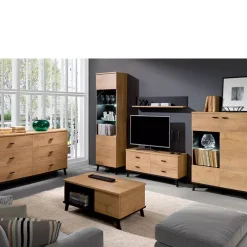 Szafki Rtv>JUREK Szafka RTV na wysokich nóżkach dąb lefkas jasny 121 cm JOHNY