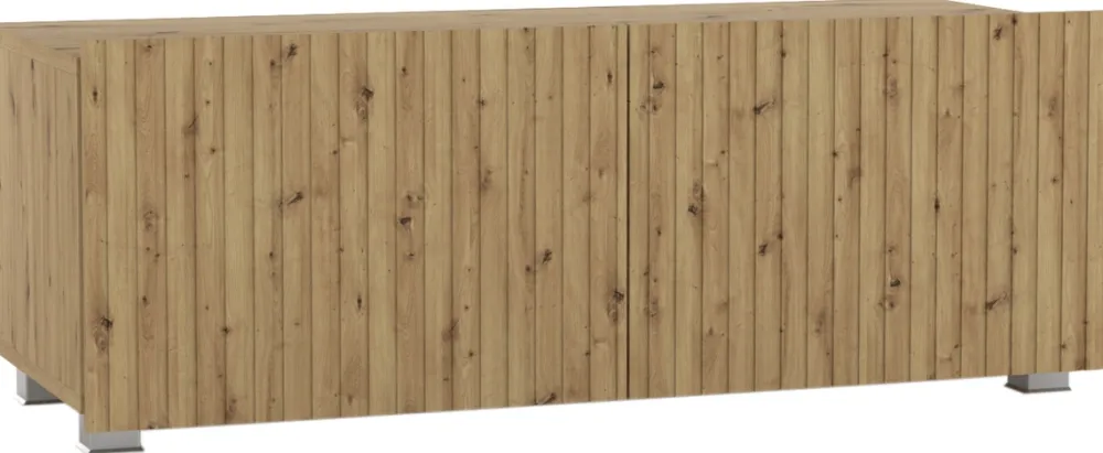 Szafki Rtv>GiB Meble Szafka RTV nowoczesna 100 cm z ryflowanymi frontami KORDIS dąb artisan