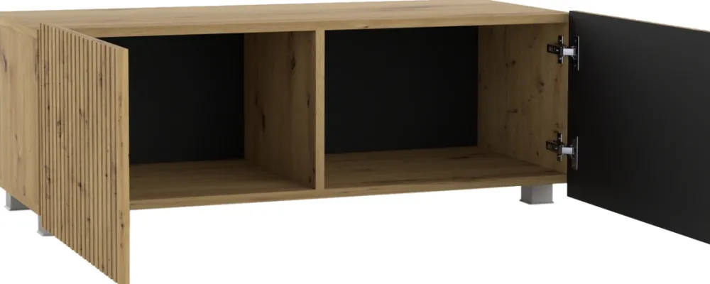 Szafki Rtv>GiB Meble Szafka RTV nowoczesna 100 cm z ryflowanymi frontami KORDIS dąb artisan