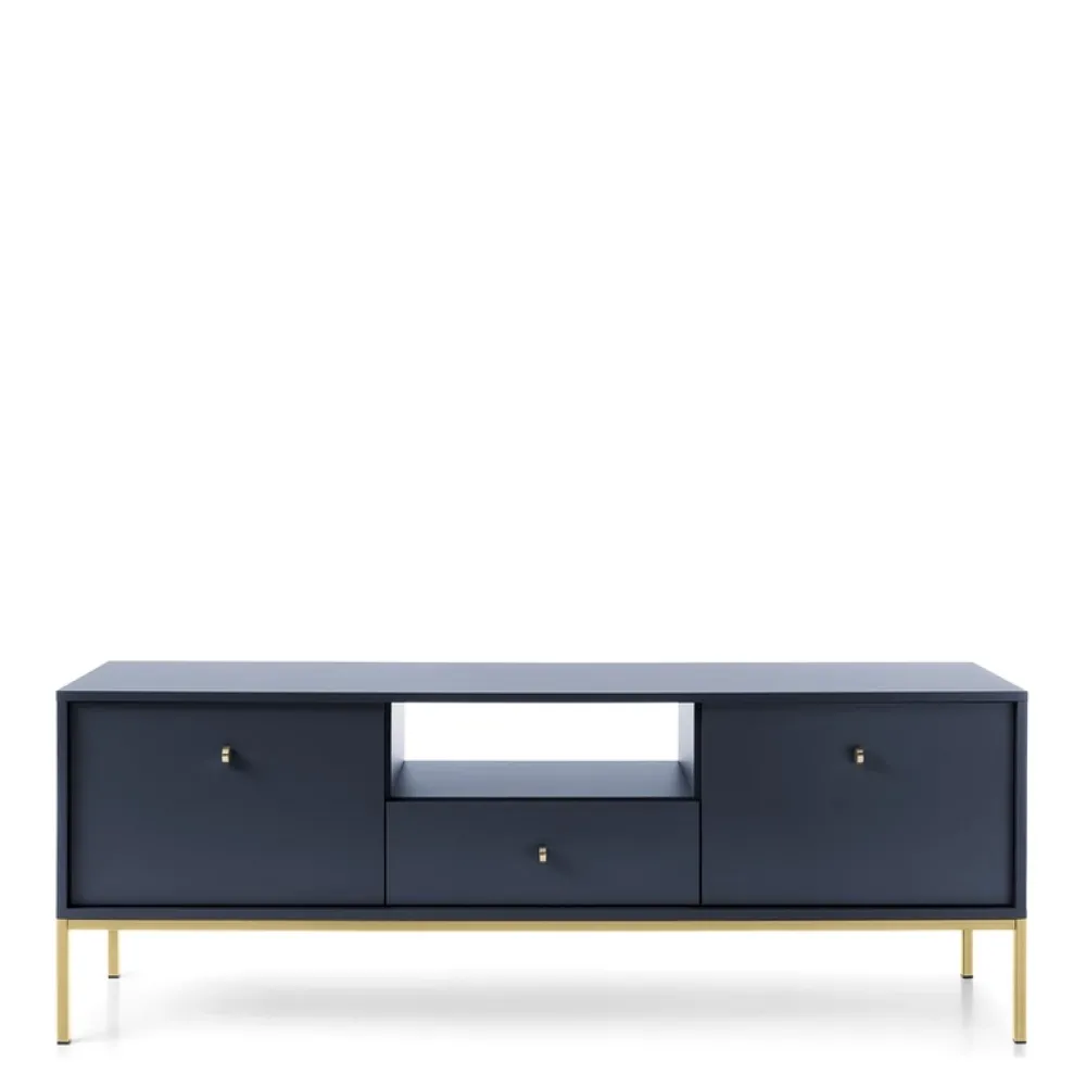 Szafki Rtv>PIASKI Szafka RTV nowoczesna na nóżkach MONTI granat złoty granatowy