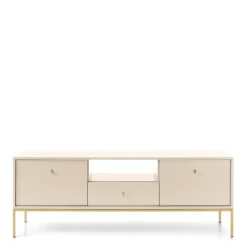 Zestawy Mebli Do Salonu|Szafki Rtv>PIASKI Szafka RTV nowoczesna na nóżkach MONTI złoty beż