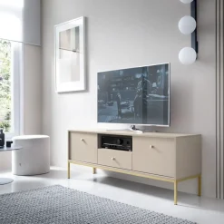 Zestawy Mebli Do Salonu|Szafki Rtv></noscript>PIASKI Szafka RTV nowoczesna na nóżkach MONTI złoty beż