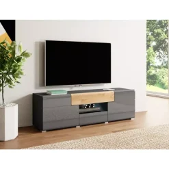 Szafki Rtv></noscript>Helvetia Szafka rtv nowoczesna TENDER antracyt połysk