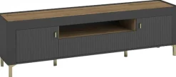 Zestawy Mebli Do Sypialni|Szafki Rtv>DOLMAR Szafka RTV pod telewizor z drzwiami i szufladą 177 cm MISTY czarny