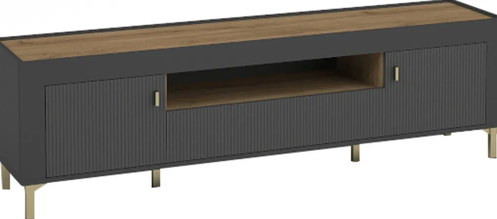 Zestawy Mebli Do Sypialni|Szafki Rtv>DOLMAR Szafka RTV pod telewizor z drzwiami i szufladą 177 cm MISTY czarny