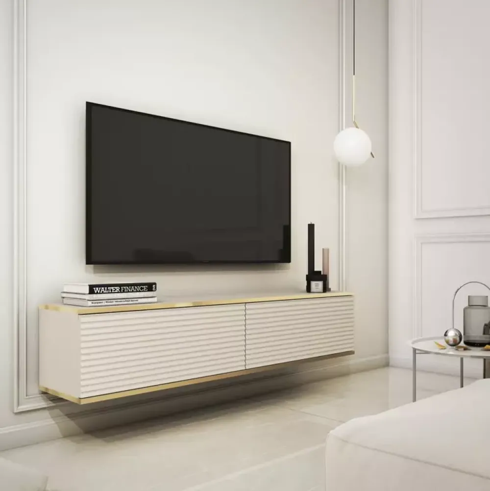 Zestawy Mebli Do Salonu|Szafki Rtv>PIASKI Szafka RTV w kolorze beżowym 135 cm MDF ORVIETO