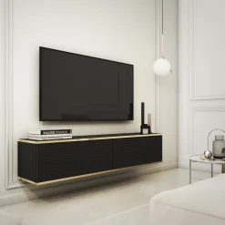 Zestawy Mebli Do Salonu|Szafki Rtv>PIASKI Szafka RTV w kolorze czarnym 135 cm MDF ORVIETO