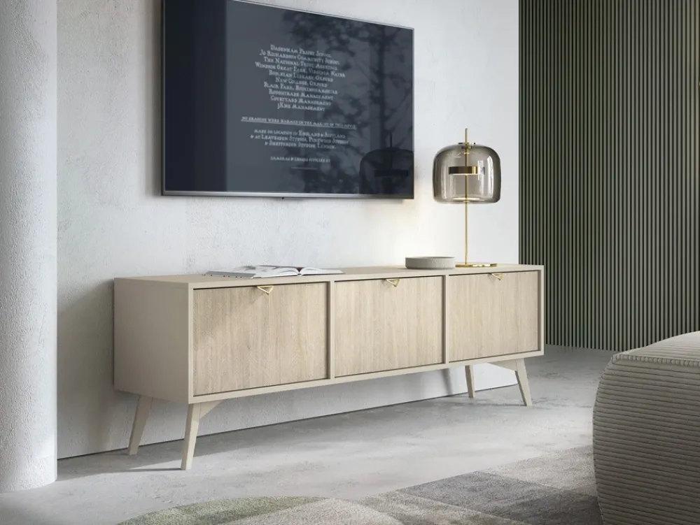 Szafki Rtv>PIASKI Szafka RTV w stylu boho 158 cm FLOW beż