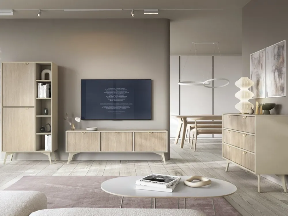 Szafki Rtv>PIASKI Szafka RTV w stylu boho 158 cm FLOW beż