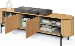 Szafki Rtv>lenart. Szafka RTV z półkami w stylu boho 200 cm ROTTO dąb vincenza