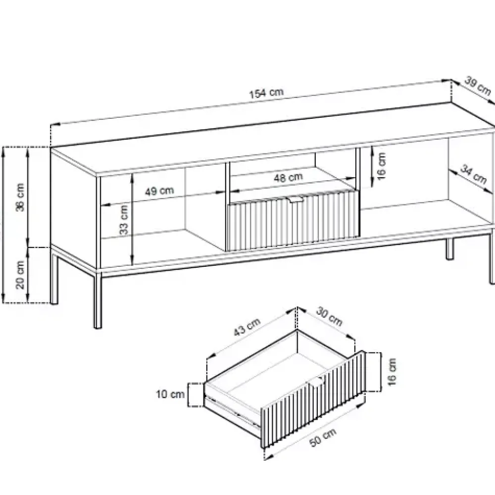Szafki Rtv>PIASKI Szafka RTV z szufladą i drzwiami AVANTI 154 cm glamour labrador