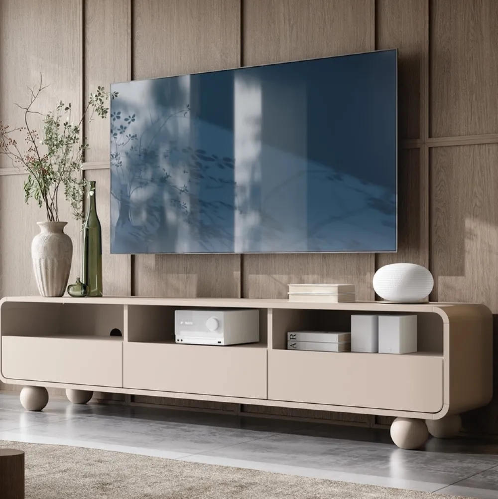 Zestawy Mebli Do Salonu|Szafki Rtv>PIASKI Szafka RTV z szufladami do salonu 180 cm kaszmir AVELON