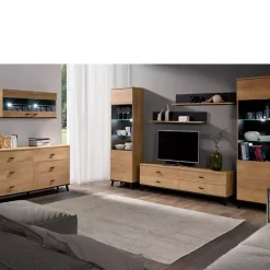 Zestawy Mebli Do Salonu|Szafki Rtv>JUREK Szafka RTV z szufladami dąb lefkas jasny 181 cm JOHNY