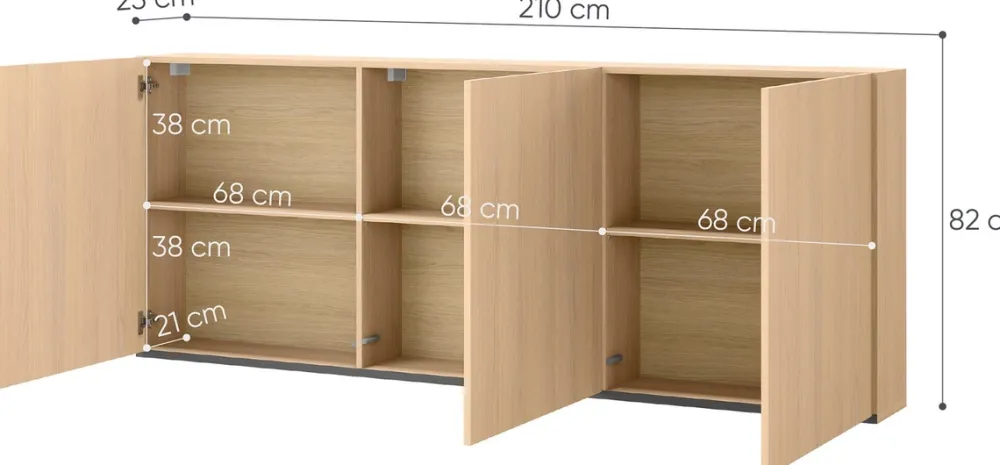 Meble Młodzieżowe|Zestawy Mebli Do Salonu>lenart. Szafka wisząca 210 cm z pojemnymi półkami WOOW dąb vincenza