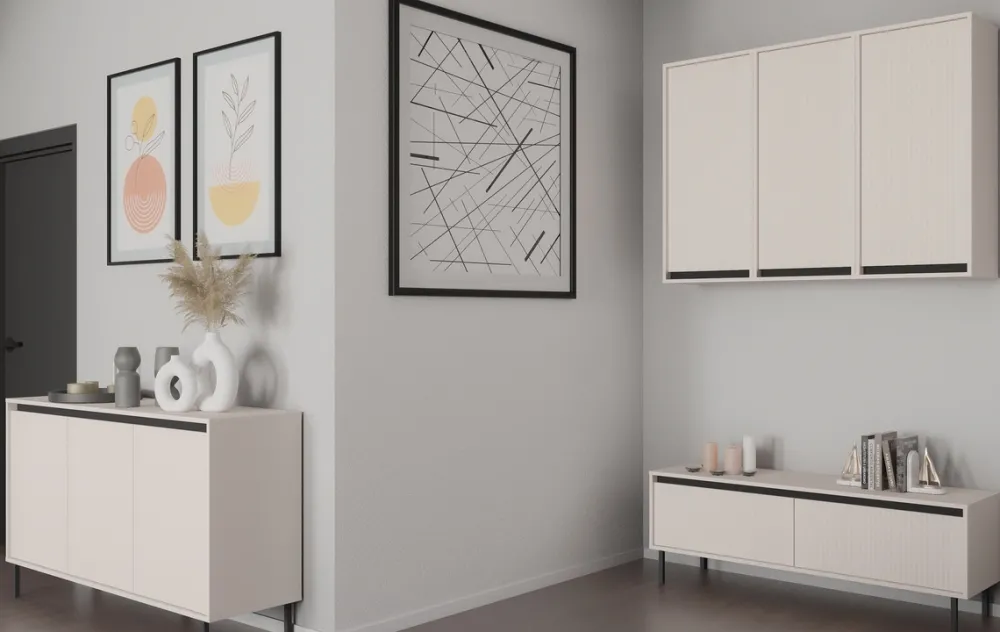 Szafki>Lempert Szafka wisząca do salonu 46 cm z frezowanym frontem OMEGA beż piaskowy