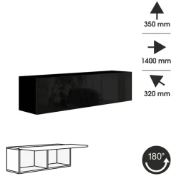 Meble Młodzieżowe|Zestawy Mebli Do Salonu>BROMARKT Szafka wisząca pozioma barek połysk 140 cm PREMIUM czarny
