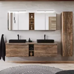 Meble Łazienkowe|Szafki Łazienkowe></noscript>COMAD Szafka wisząca z lustrem do łazienki 60 cm SANTELI dąb vintage