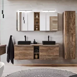 Meble Łazienkowe|Szafki Łazienkowe></noscript>COMAD Szafka wisząca z lustrem do łazienki 60 cm SANTELI dąb vintage