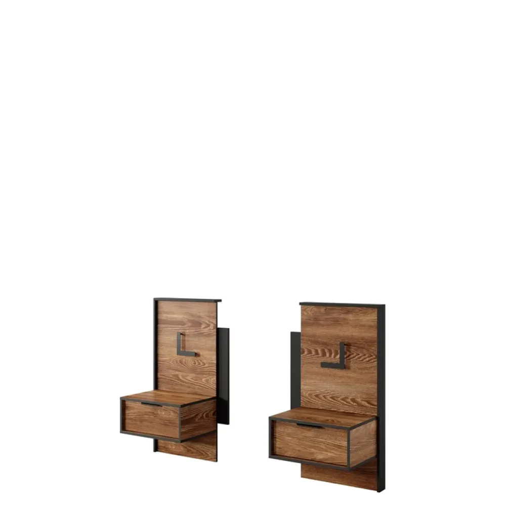 Meble Młodzieżowe|Zestawy Mebli Do Sypialni>LASKI Szafki nocne do sypialni MESSA kasztan antracyt