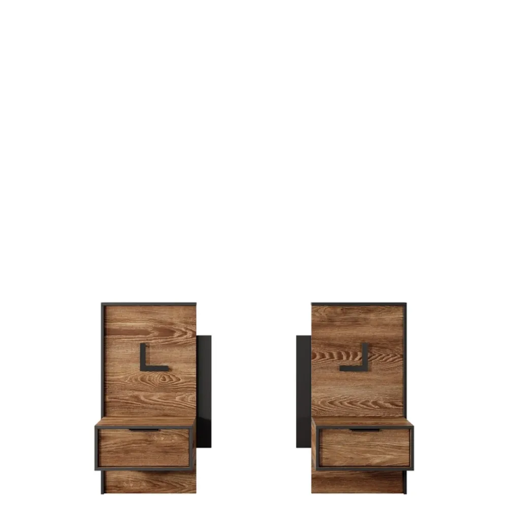 Meble Młodzieżowe|Zestawy Mebli Do Sypialni>LASKI Szafki nocne do sypialni MESSA kasztan antracyt