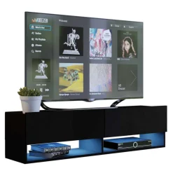 Zestawy Mebli Do Salonu|Szafki Rtv></noscript>BROMARKT Szafki pod telewizor czarne połysk 280 cm PREMIUM QUAD czarny