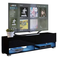 Zestawy Mebli Do Salonu|Szafki Rtv></noscript>BROMARKT Szafki pod telewizor czarne połysk 280 cm PREMIUM QUAD czarny