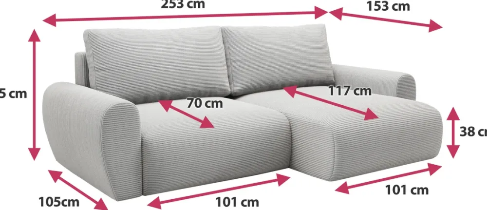 Meble Dla Dzieci|Narożniki>BROMARKT Szara kanapa narożna do salonu z funkcją spania rozkładana PATI