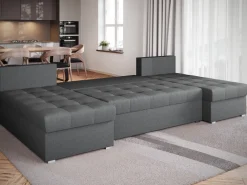 Narożniki>BROMARKT Szara kanapa narożna rozkładana z funkcją spania HOT U SLIM do salonu