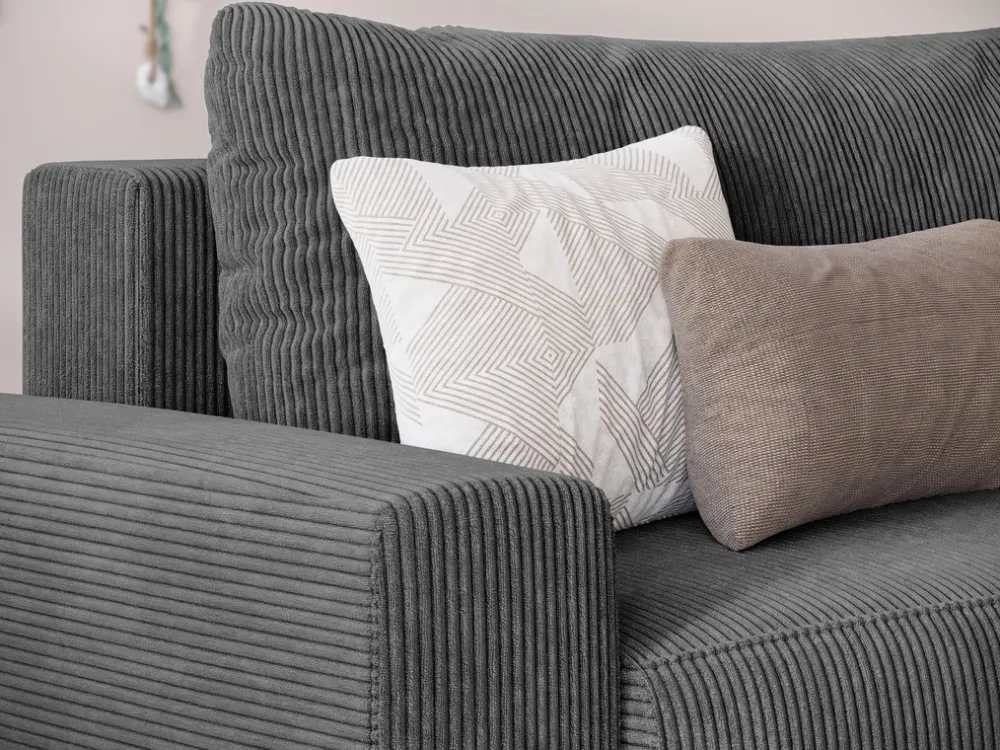 Meble Dla Dzieci|Meble Młodzieżowe>BROMARKT Szara kanapa narożna z funkcją spania i pojemnikiem PLUSH L sztruks