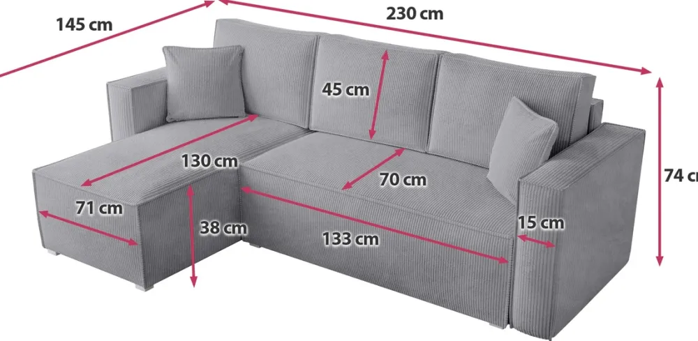 Meble Dla Dzieci|Meble Młodzieżowe>BROMARKT Szara kanapa narożna z funkcją spania TOP sztruks
