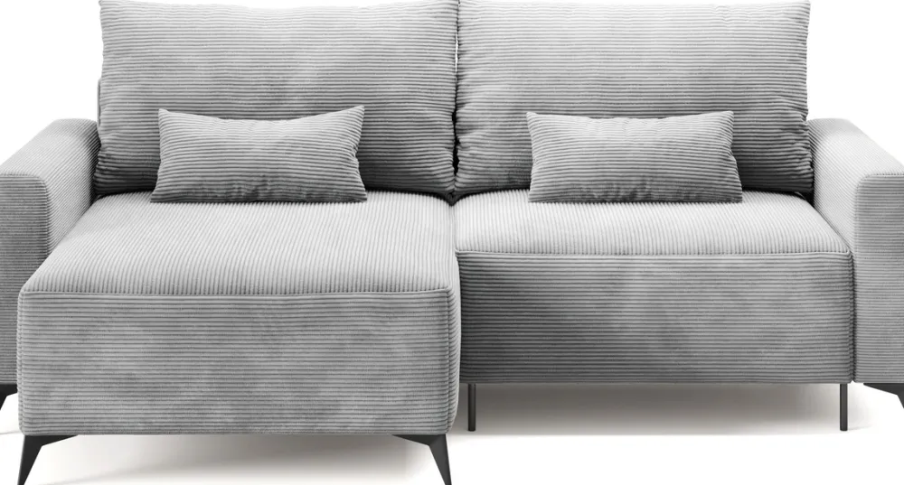 Meble Dla Dzieci|Meble Młodzieżowe>BROMARKT Szara kanapa narożna z funkcją spania na nóżkach rozkładana LORENZO