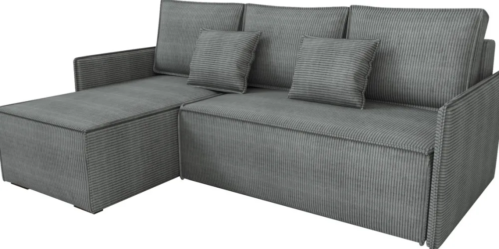 Narożniki>IZABELLA MEBLE Szara kanapa narożna z funkcją spania do salonu ATLANTIC