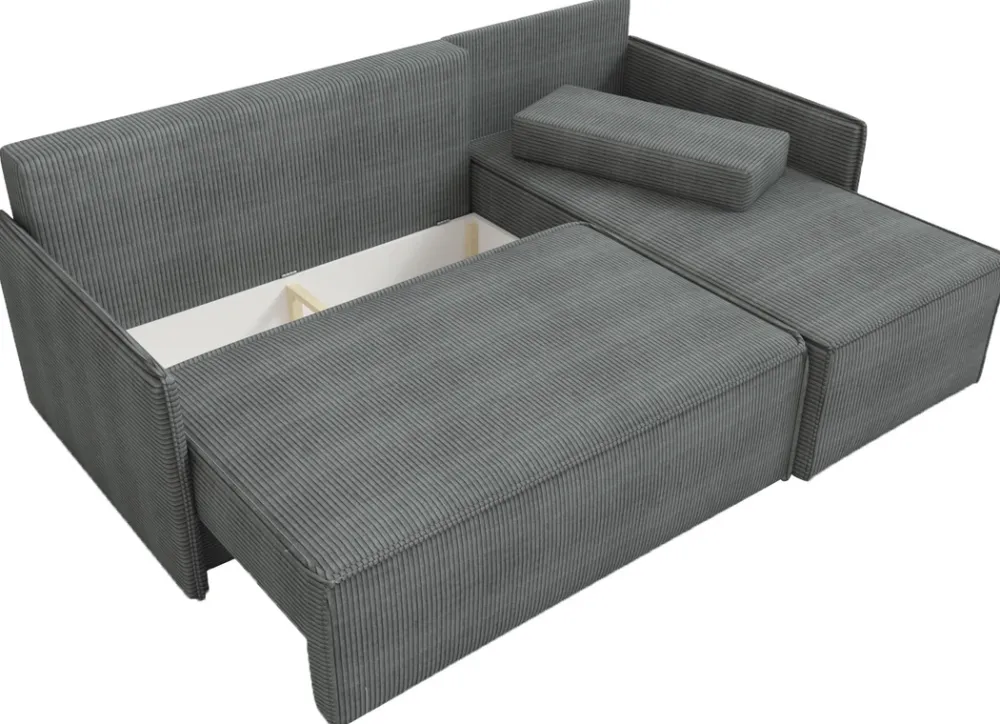 Narożniki>IZABELLA MEBLE Szara kanapa narożna z funkcją spania do salonu ATLANTIC
