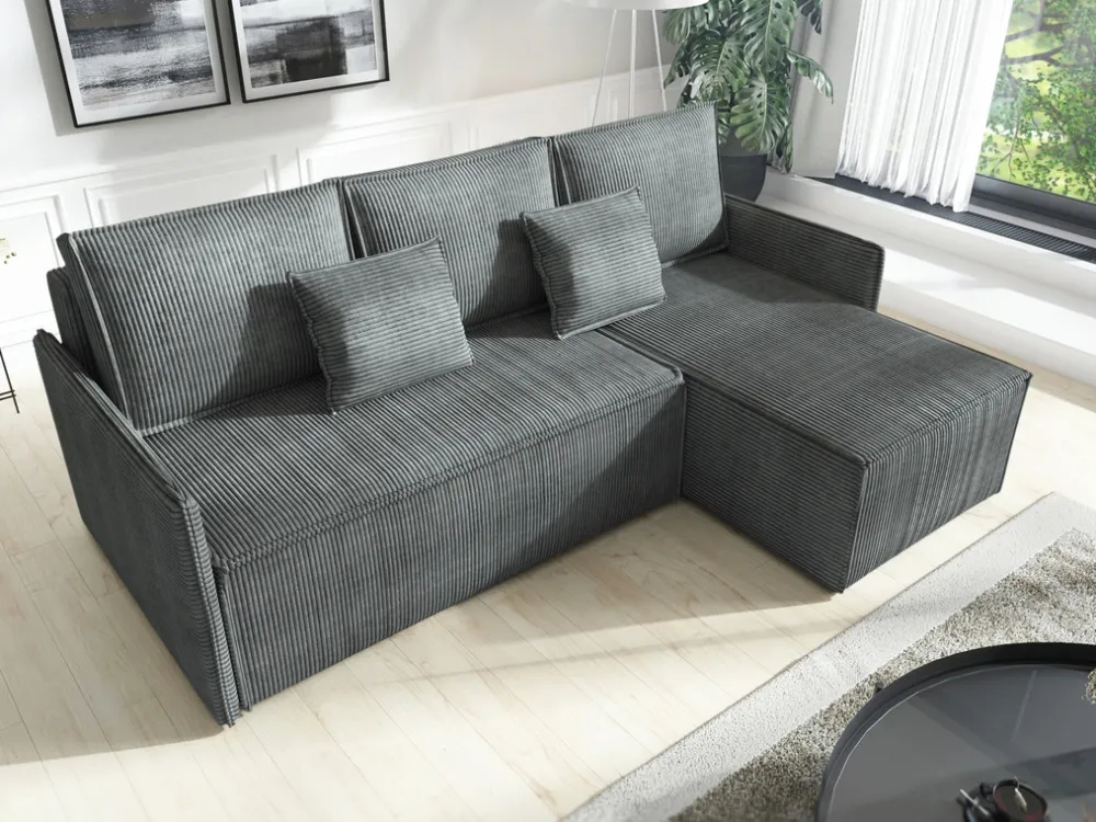 Narożniki>IZABELLA MEBLE Szara kanapa narożna z funkcją spania do salonu ATLANTIC