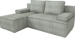 Narożniki>IZABELLA MEBLE Szara kanapa narożna z funkcją spania i pojemnikiem CASPAR